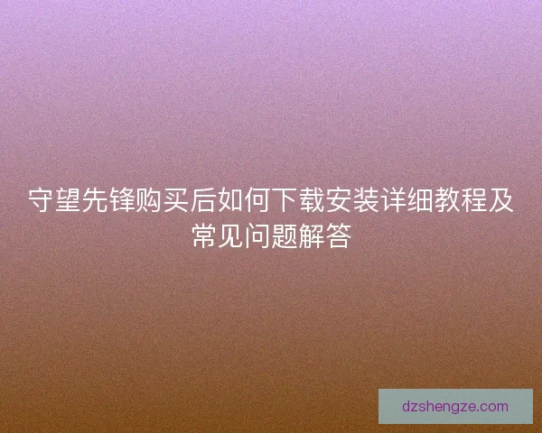 守望先锋购买后如何下载安装详细教程及常见问题解答