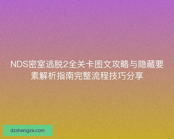 NDS密室逃脱2全关卡图文攻略与隐藏要素解析指南完整流程技巧分享