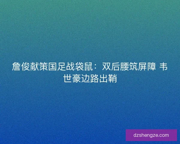 詹俊献策国足战袋鼠：双后腰筑屏障 韦世豪边路出鞘