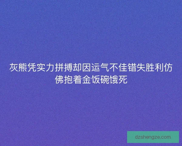 灰熊凭实力拼搏却因运气不佳错失胜利仿佛抱着金饭碗饿死